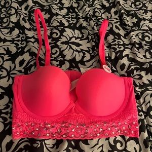 Victoria Secret Hot Pink Bustier Bra 34 B- NWT